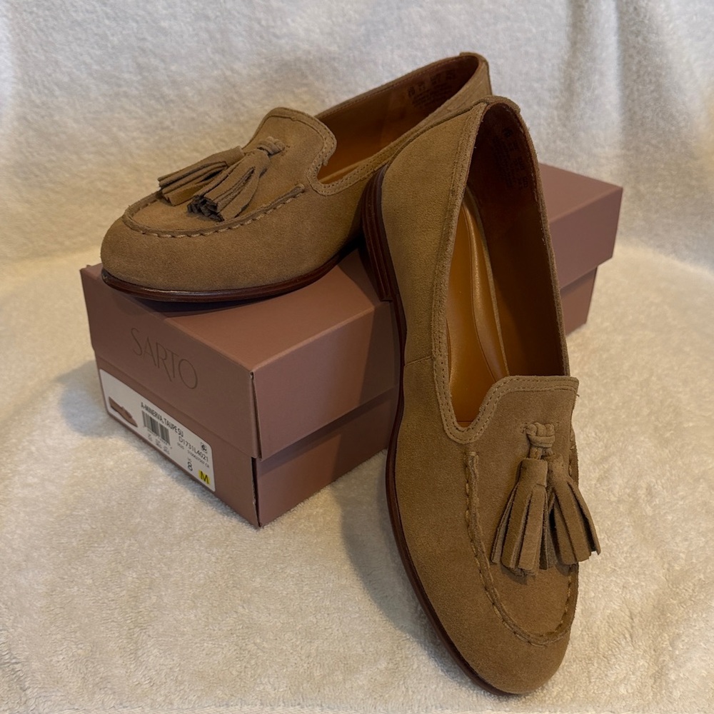 Sarto Minerva tassel loafer, Taupe, Size 8